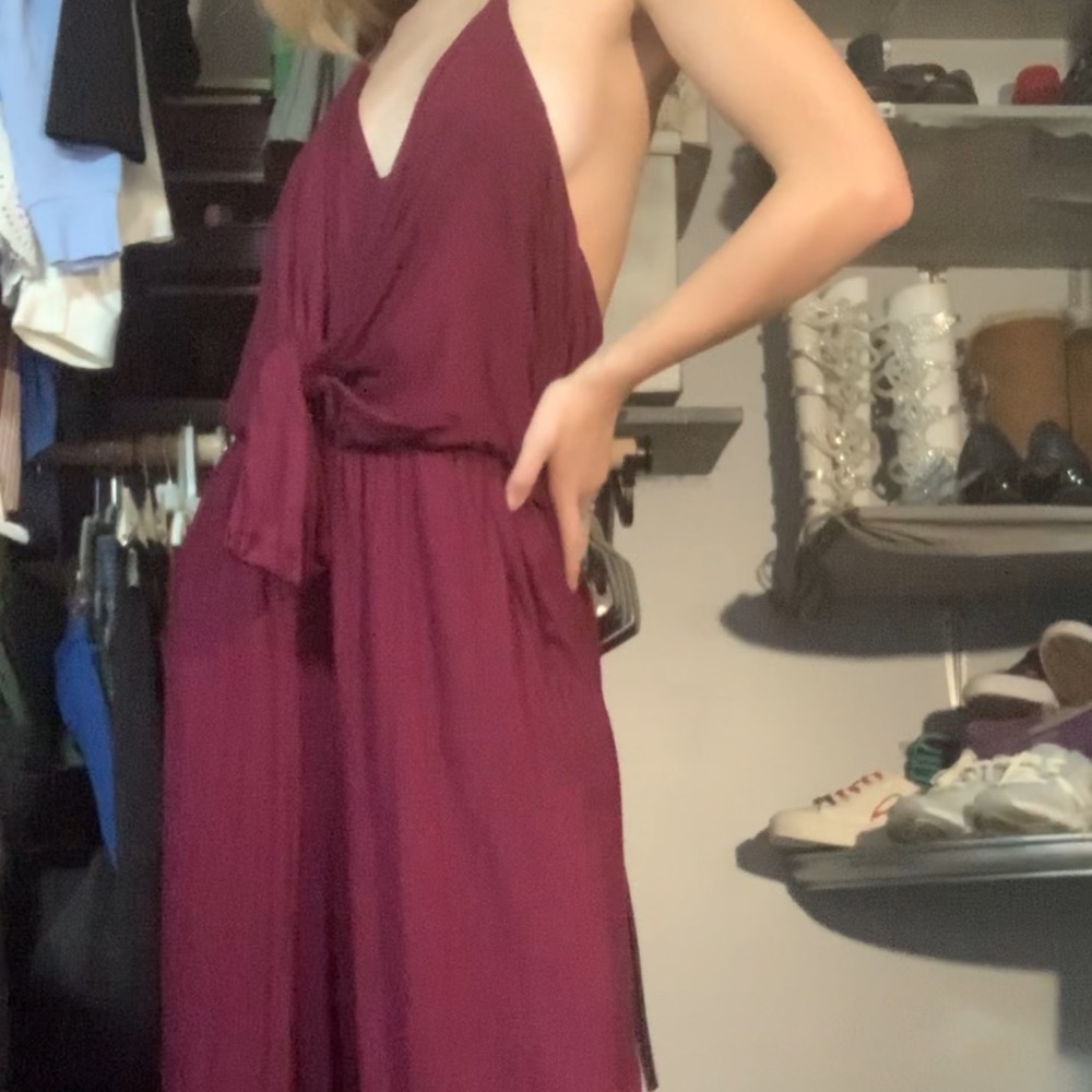Deep neck night-out jumpsuit (backless)